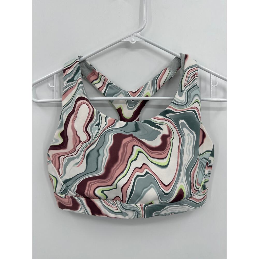 Athleta Ultimate Printed Sports Bra Wireless Marble Multi Size Medium